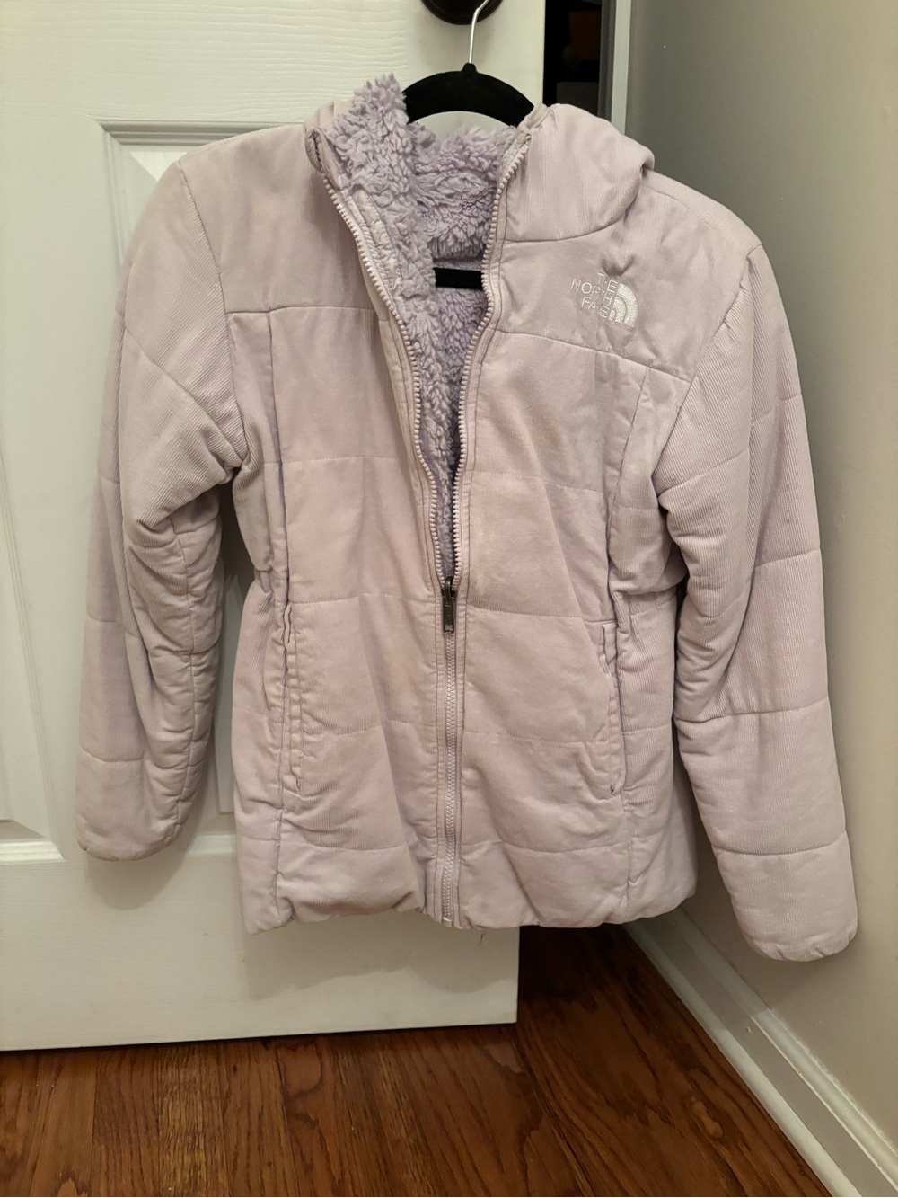 The North Face Lavender Quilted Sherpa-Lined Shasta Hooded Jacket